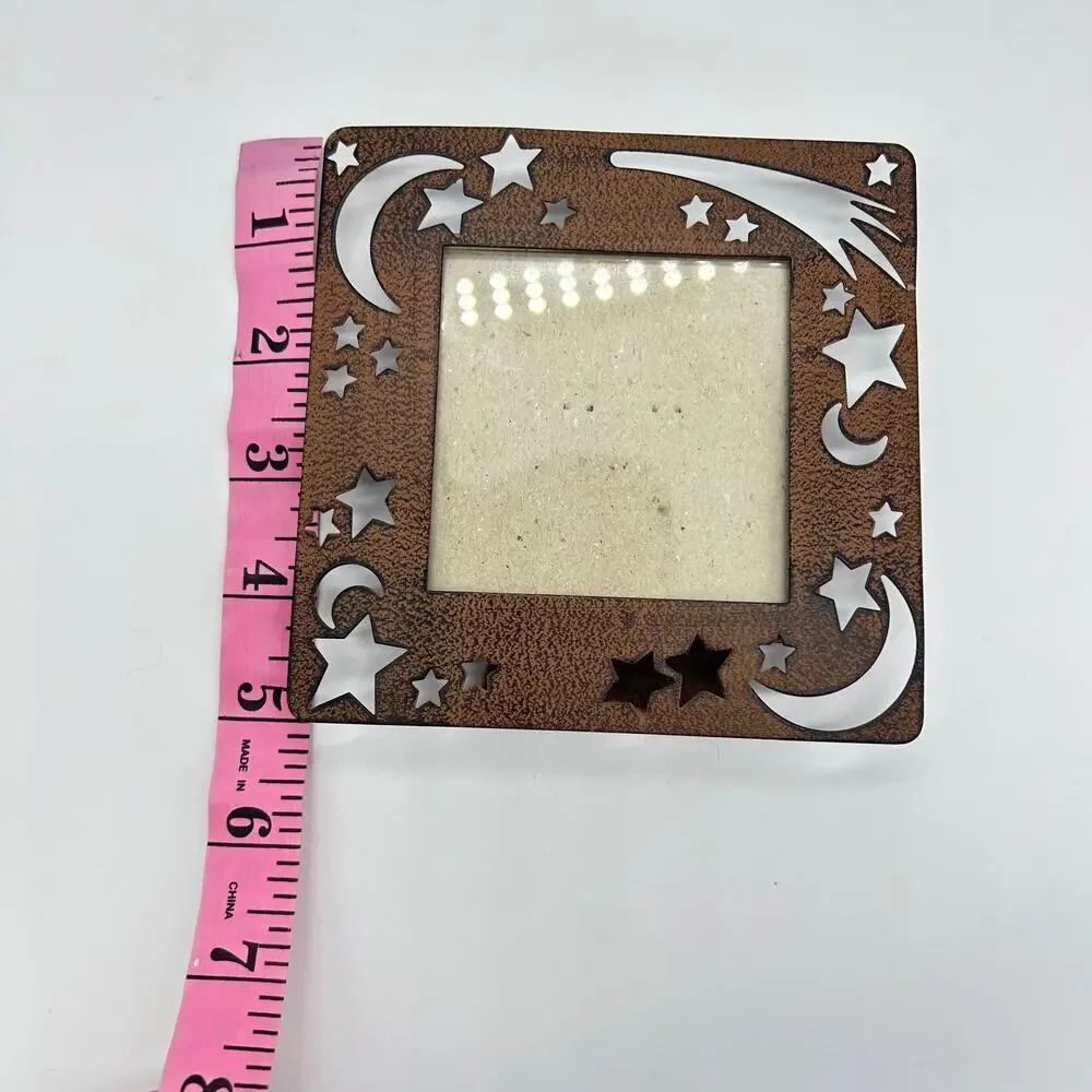 Vintage Moon Stars Photo Frame Y2K Brown Metal Celestial Boho Picture Home Decor